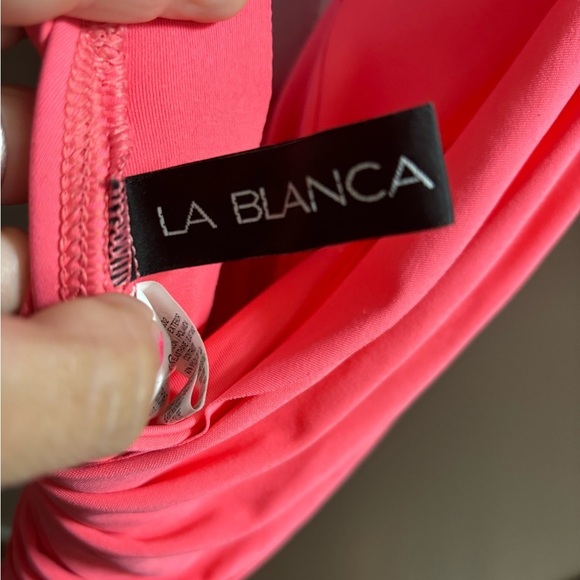 La Blanca One Piece Swimsuit Coral Ruched size 10 - Picture 5 of 6